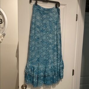 LoveShackFancy Blue Maxi A-Line Skirt